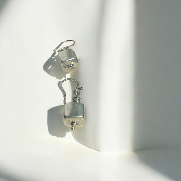 925 silver box dangle earrings - Picture 4 of 4